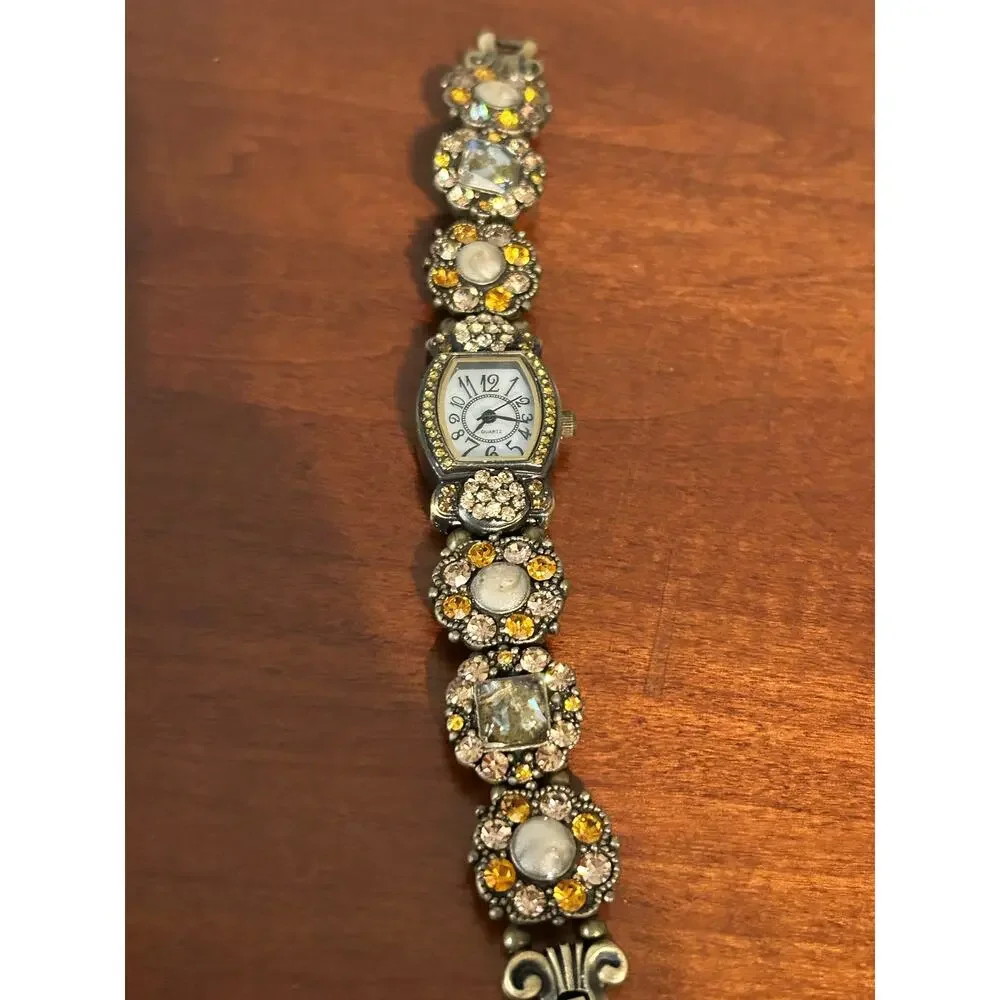 Vintage Floral Gem Quartz Watch - Treasured Times $15.00 Collection Multicolor